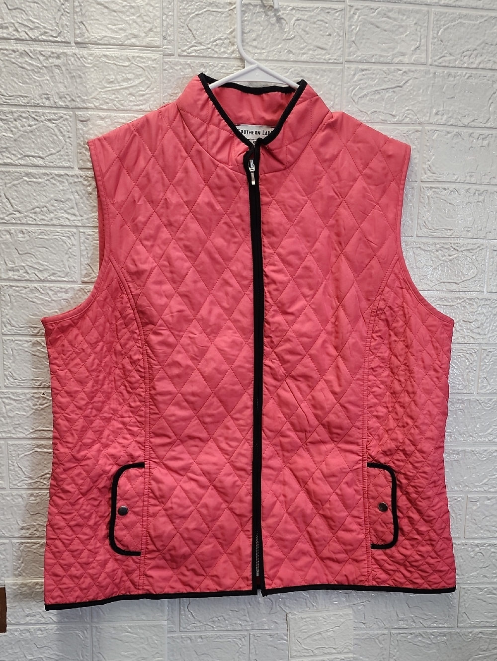 Southern Lady Quilted Coral Pink Sleeveless Vest